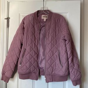 Purple quilted bomber jacket